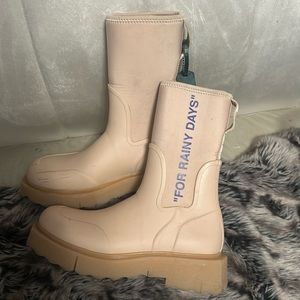 Off-White Cream Rain & Snow Boots